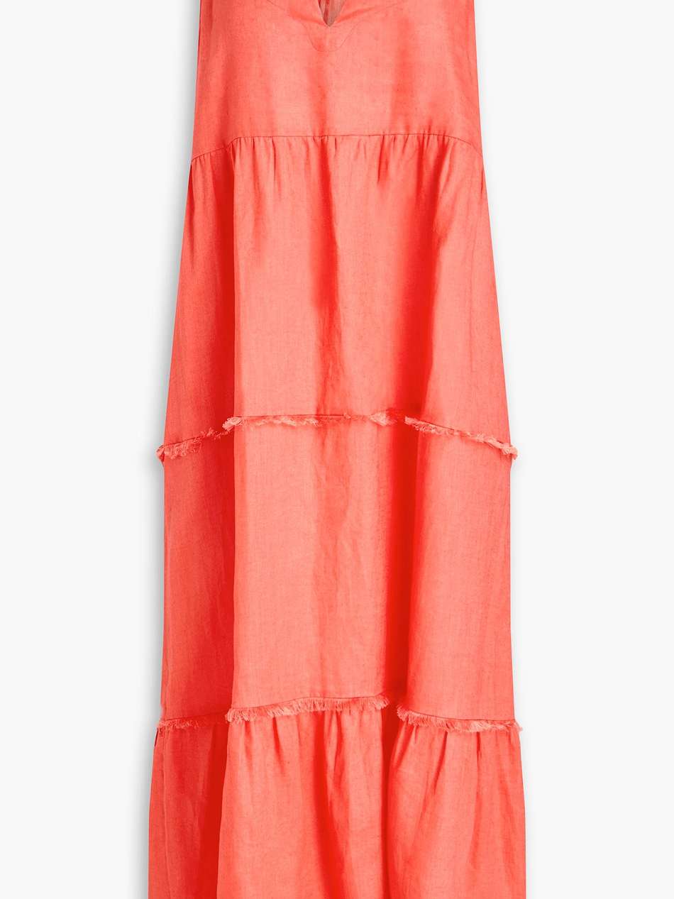 tiered linen midi dress