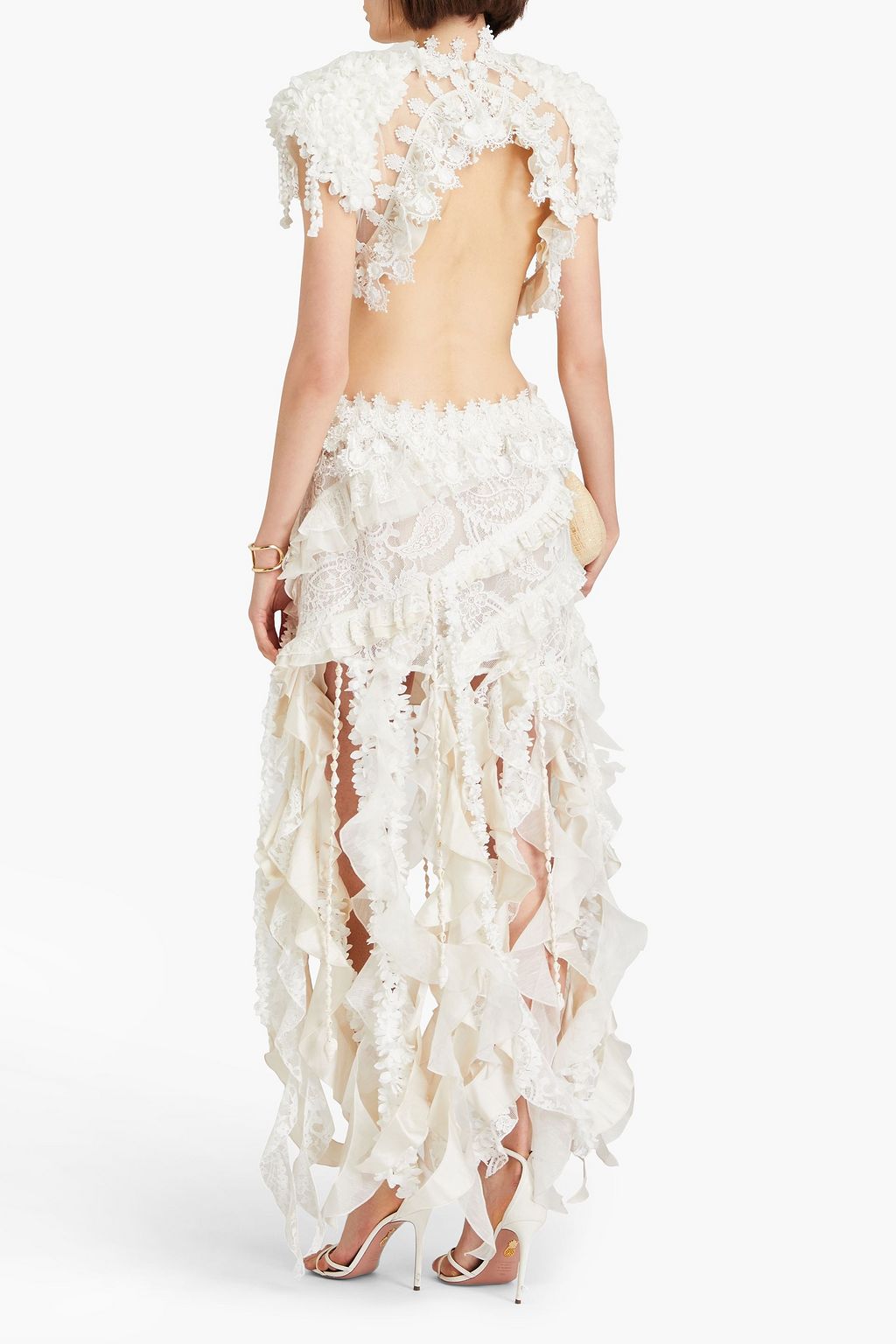 ZIMMERMANN Embellished cotton-blend guipure lace, tulle and organza dress