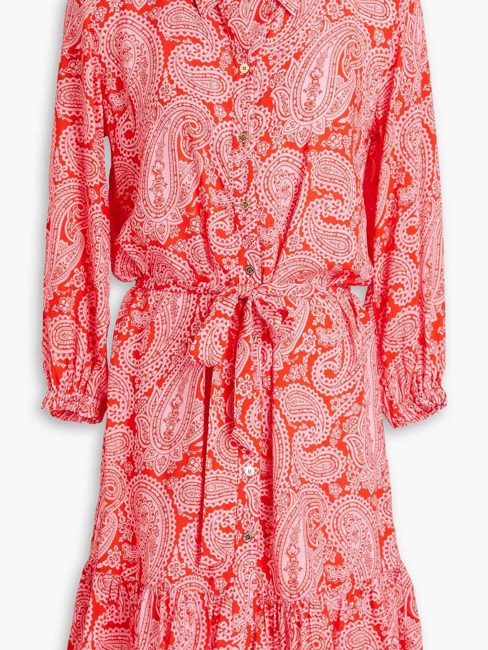 tangier paisley-print mousseline mini shirt dress