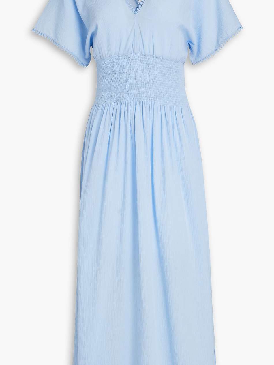 portofino shirred cotton-gauze midi dress