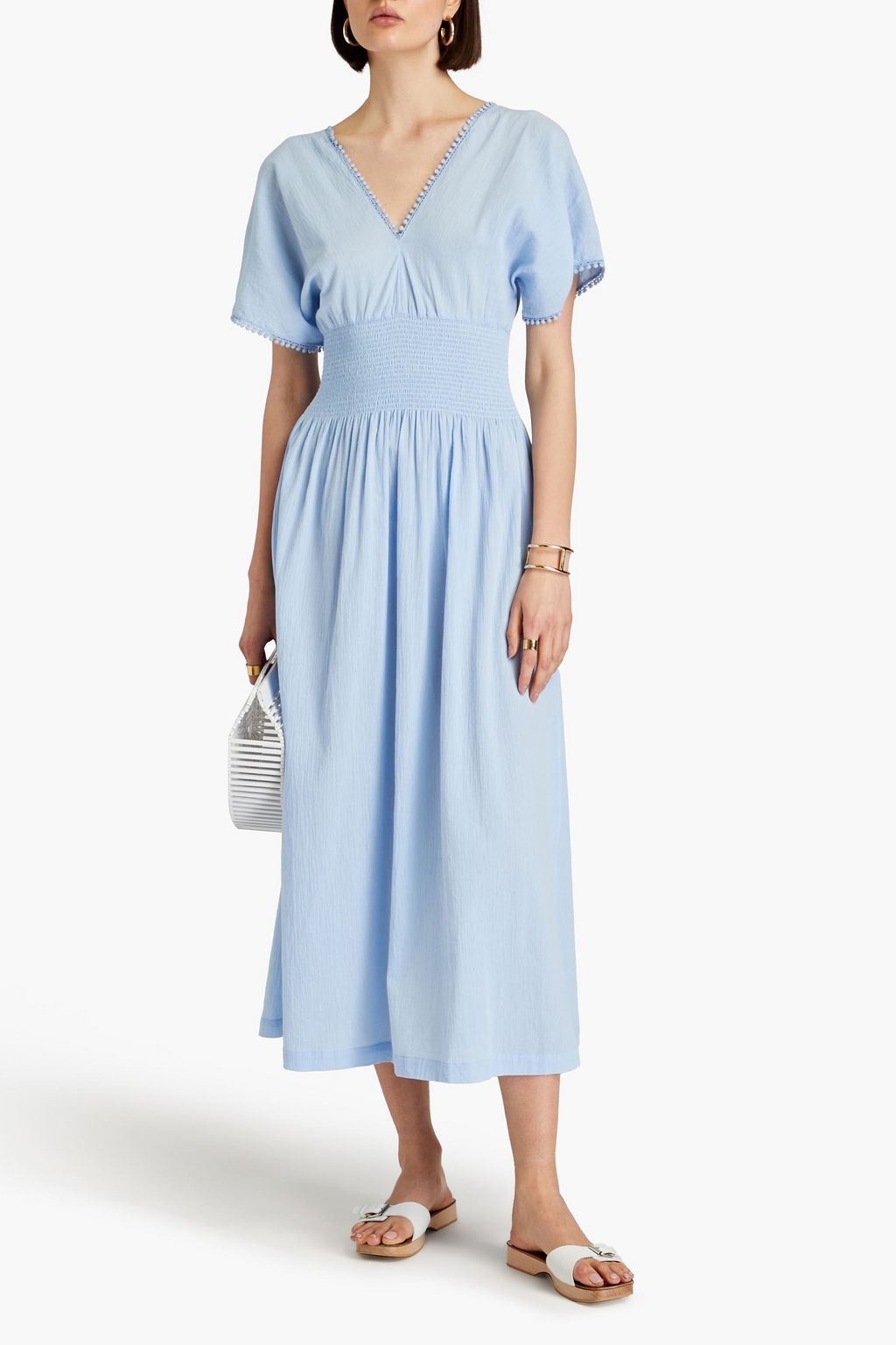 HEIDI KLEIN Portofino shirred cotton-gauze midi dress