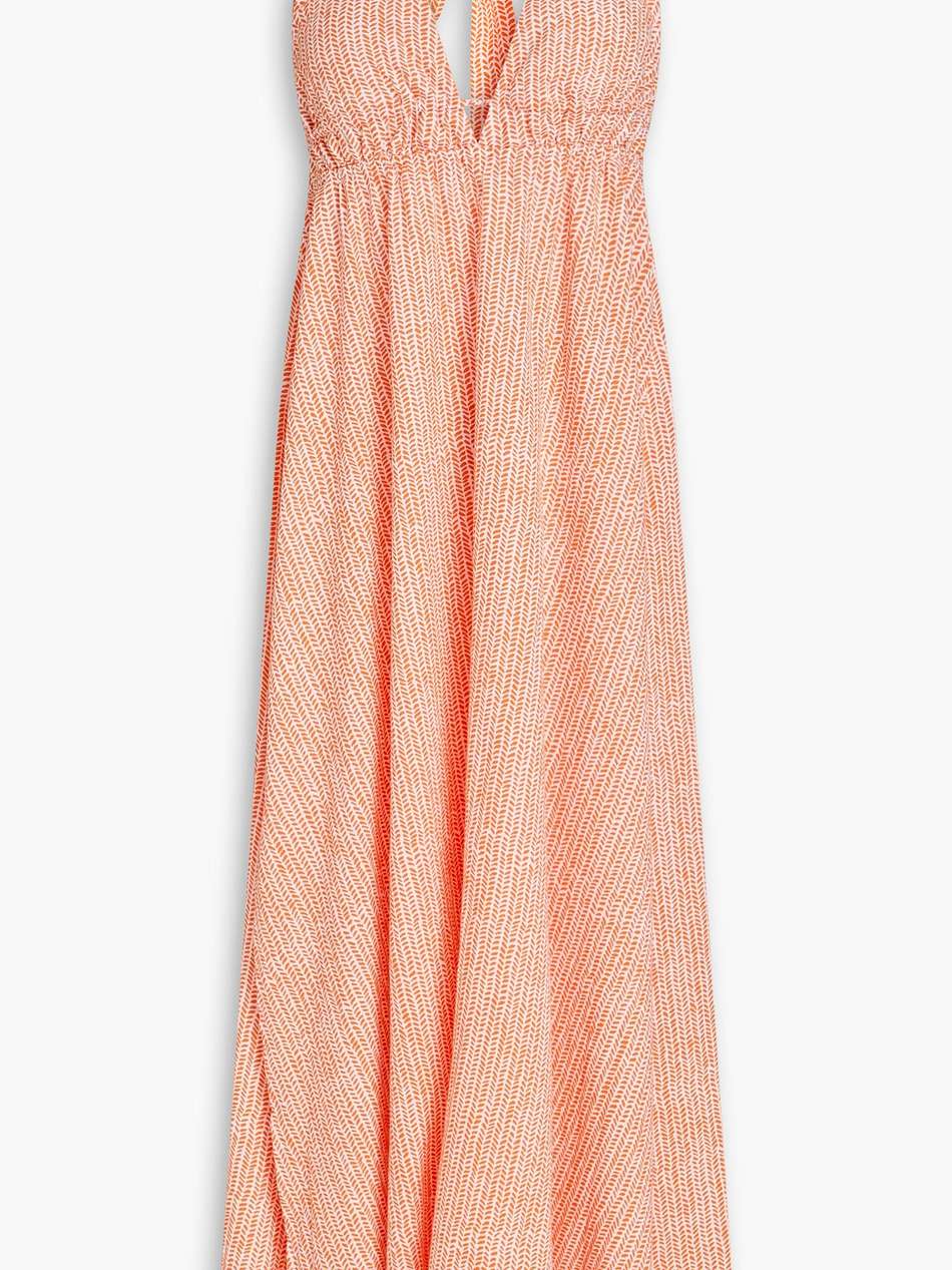 printed cotton-mousseline halterneck maxi dress