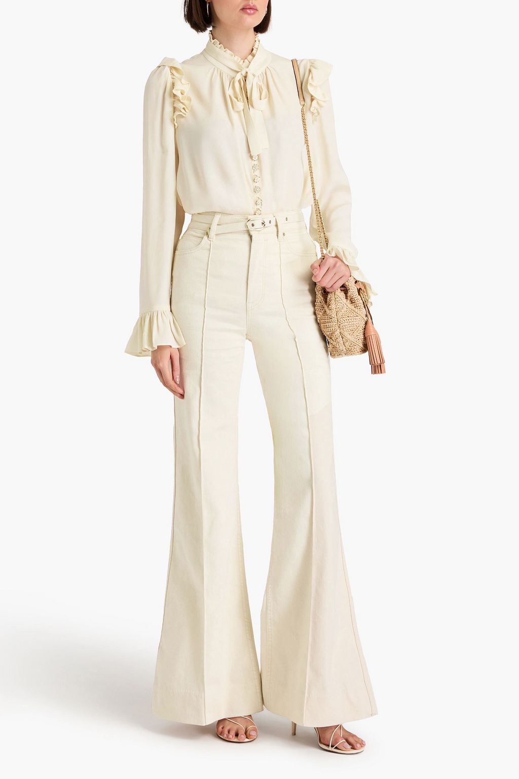 ZIMMERMANN Pussy-bow ruffled crepe de chine blouse