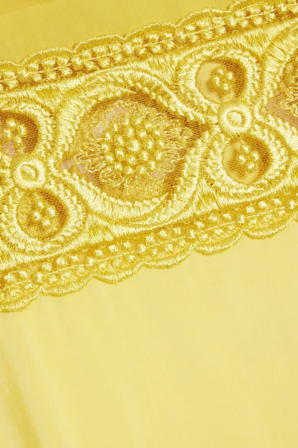 Maison Margiela Embroidered Lace Sleeveless Midi Shift Dress In Yellow