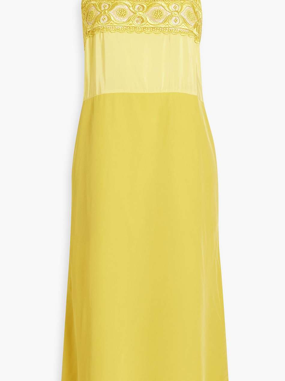 embroidered crepe midi slip dress