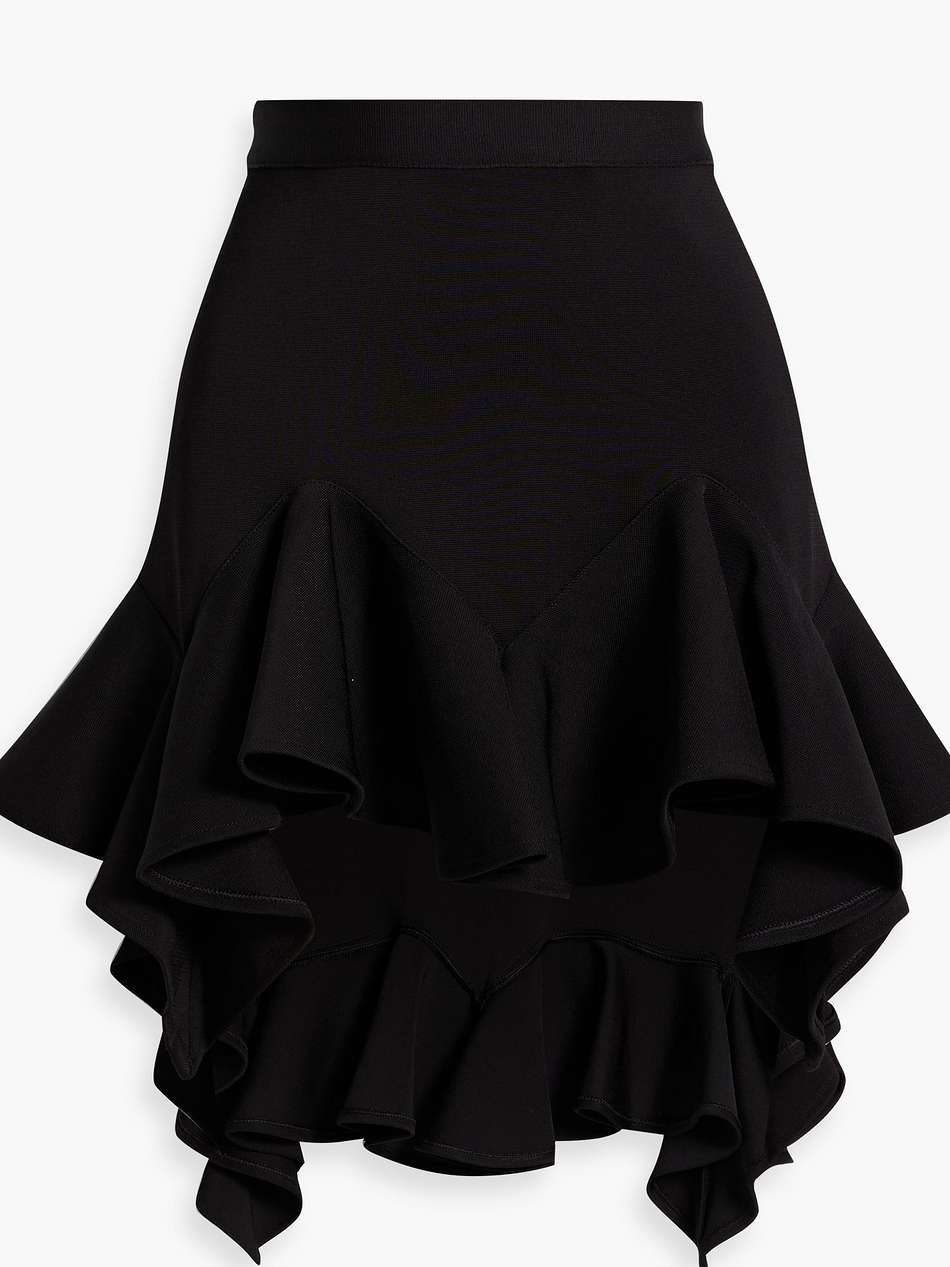 ruffled stretch-knit mini skirt