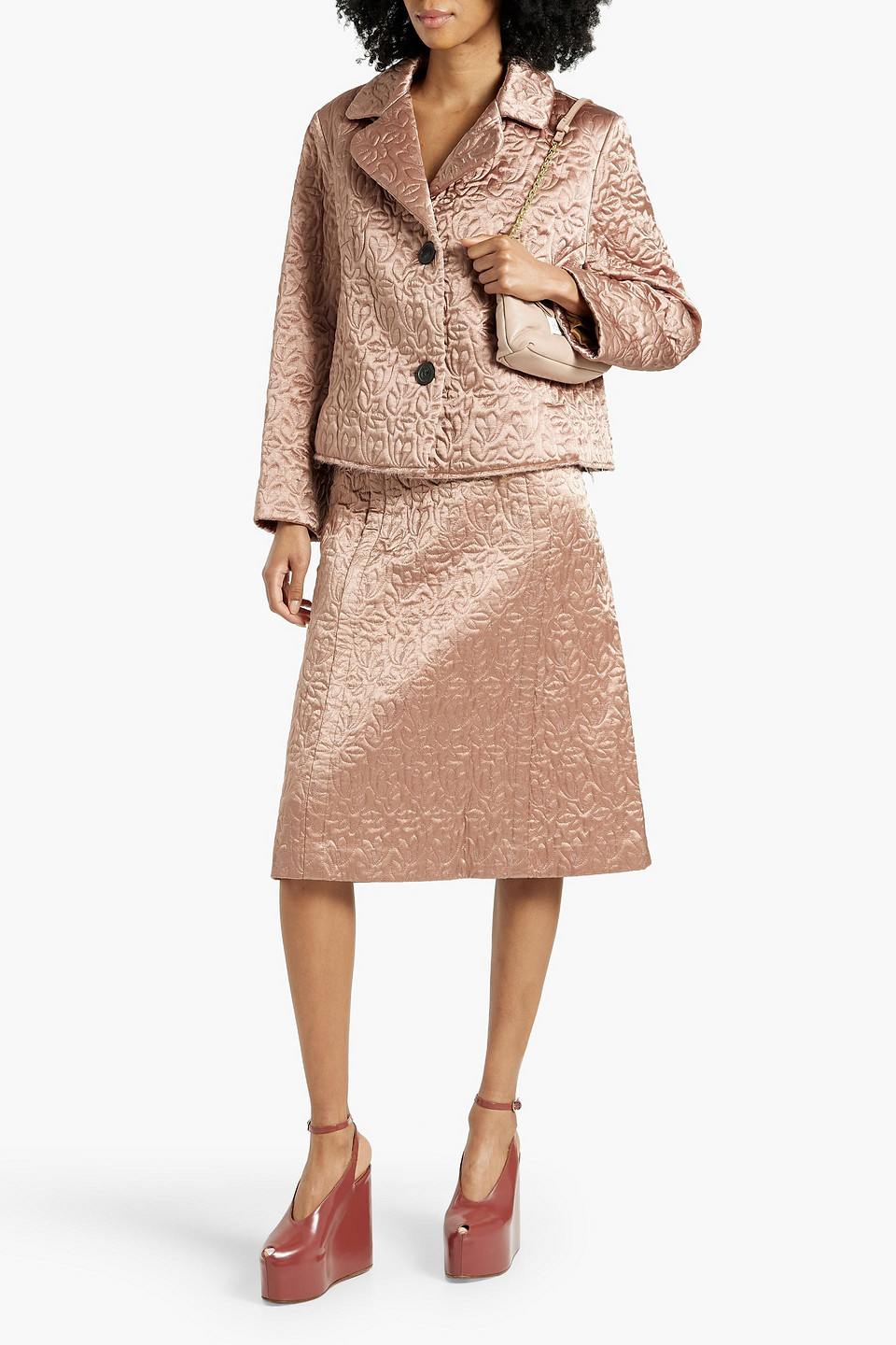 Maison Margiela Single-breasted Quilted Satin Jacket In Antique Rose