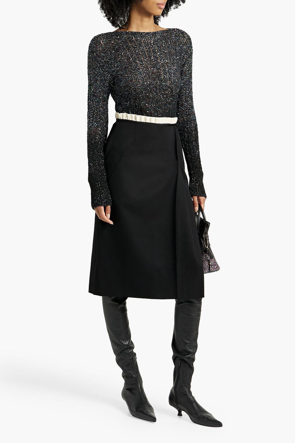 MAISON MARGIELA Sequined crochet-knit top