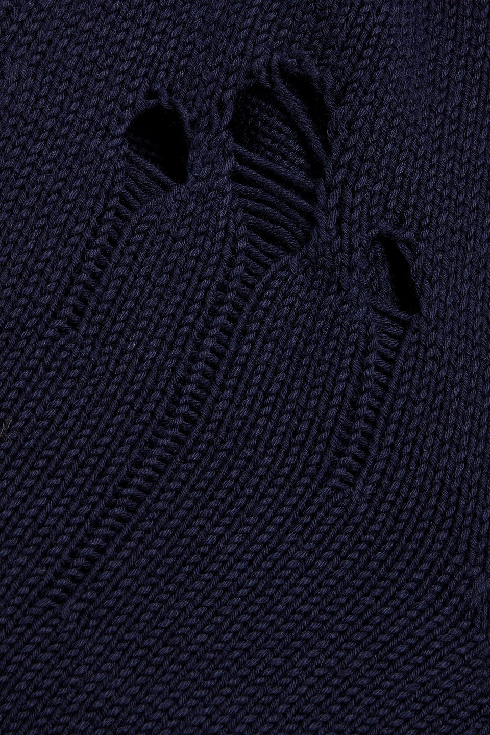 Maison Margiela Distressed Cotton Cardigan In Navy