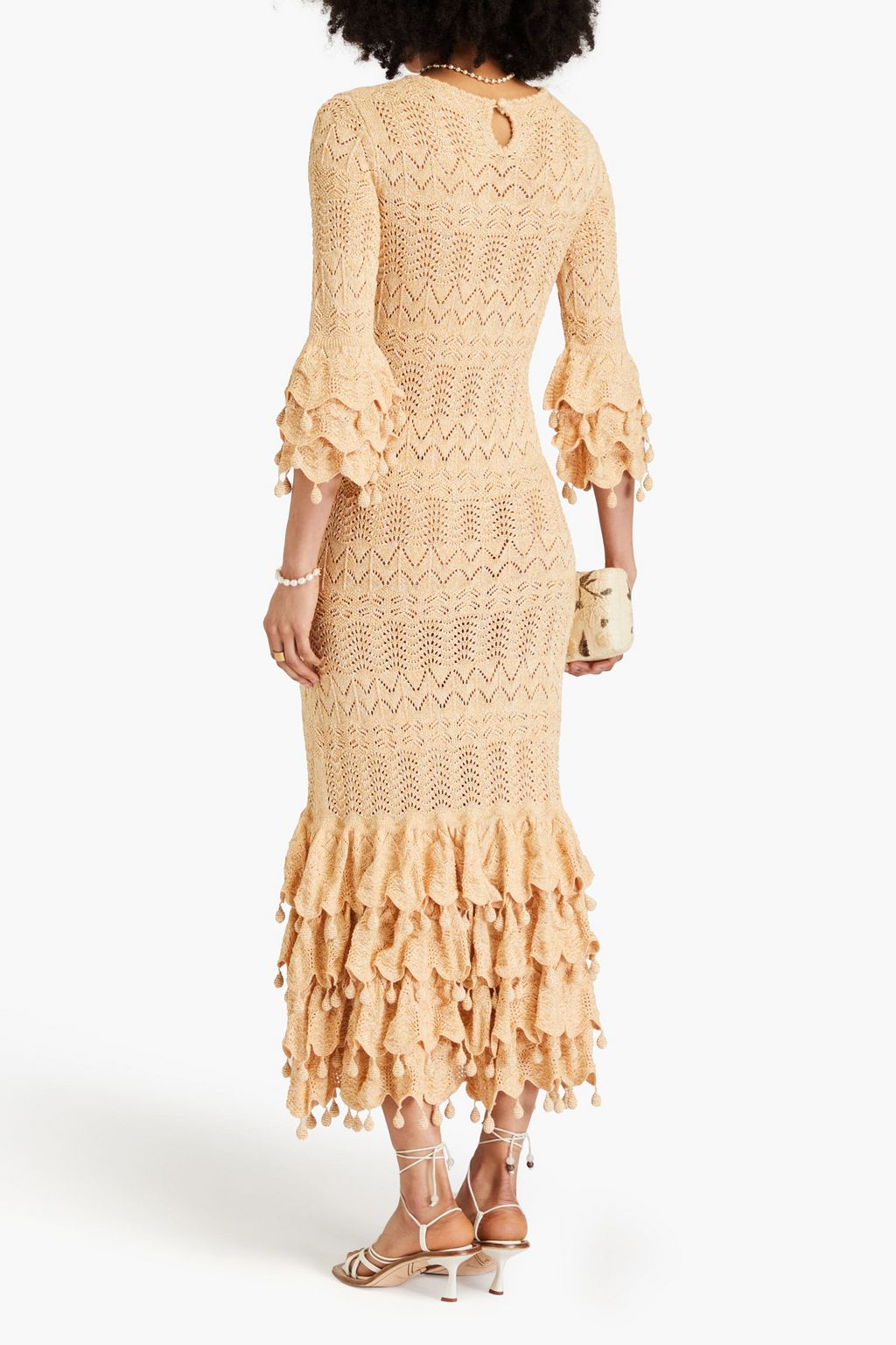 ZIMMERMANN Ruffled pointelle-knit cotton midi dress