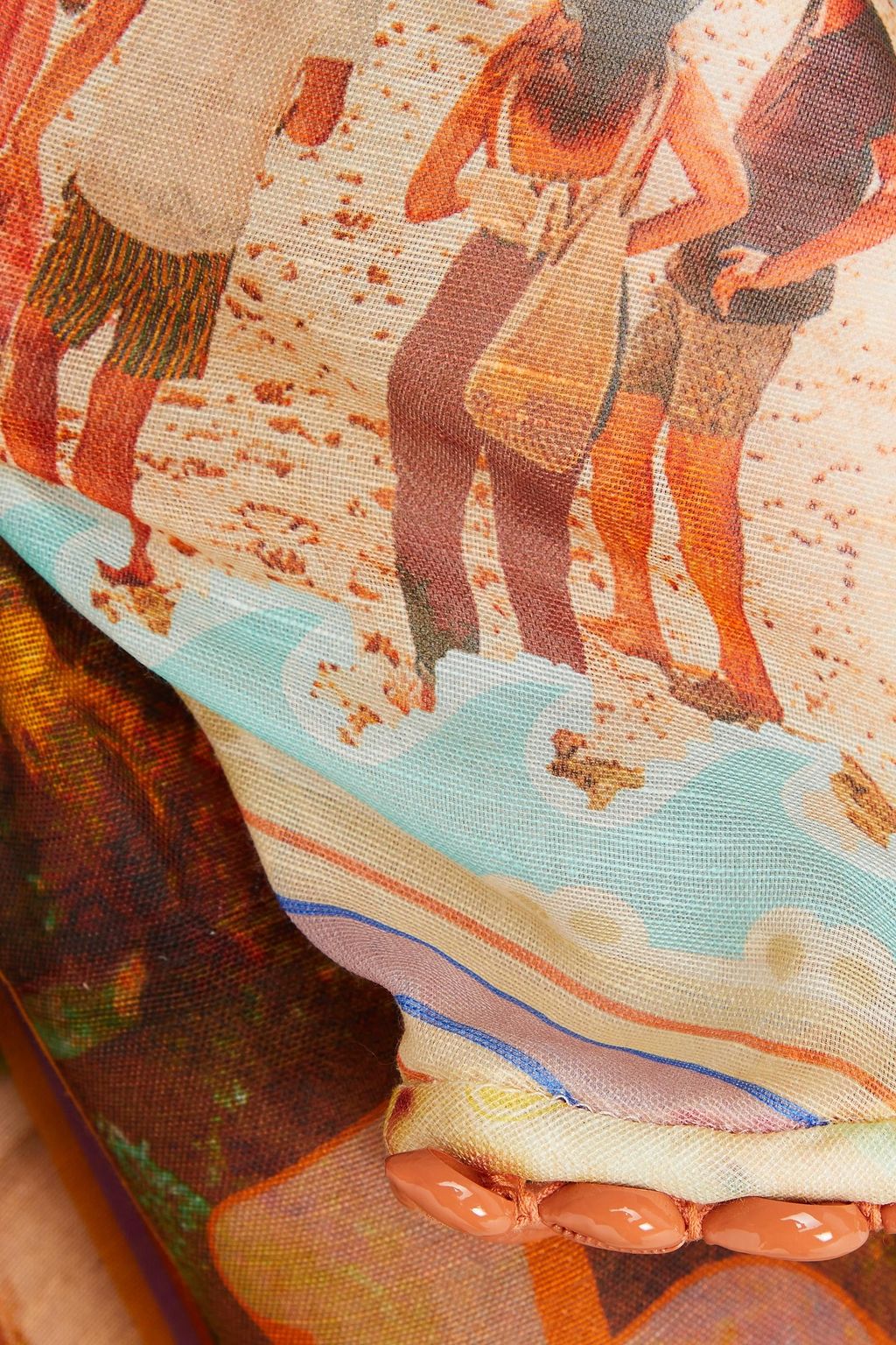 ZIMMERMANN Minikleid aus Gaze aus einer Leinen-Baumwollmischung mit Shell-Verzierung und Print
