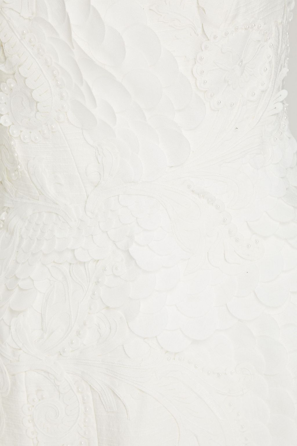 ZIMMERMANN Strapless bead-embellished cotton and linen-blend midi dress