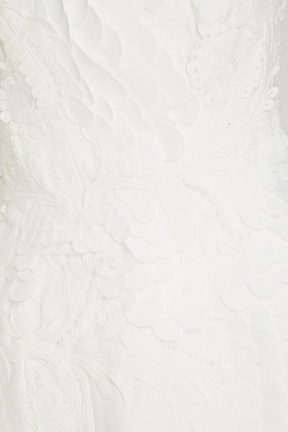 Zimmermann Strapless Bead-embellished Cotton And Linen-blend Midi Dress In Off-white