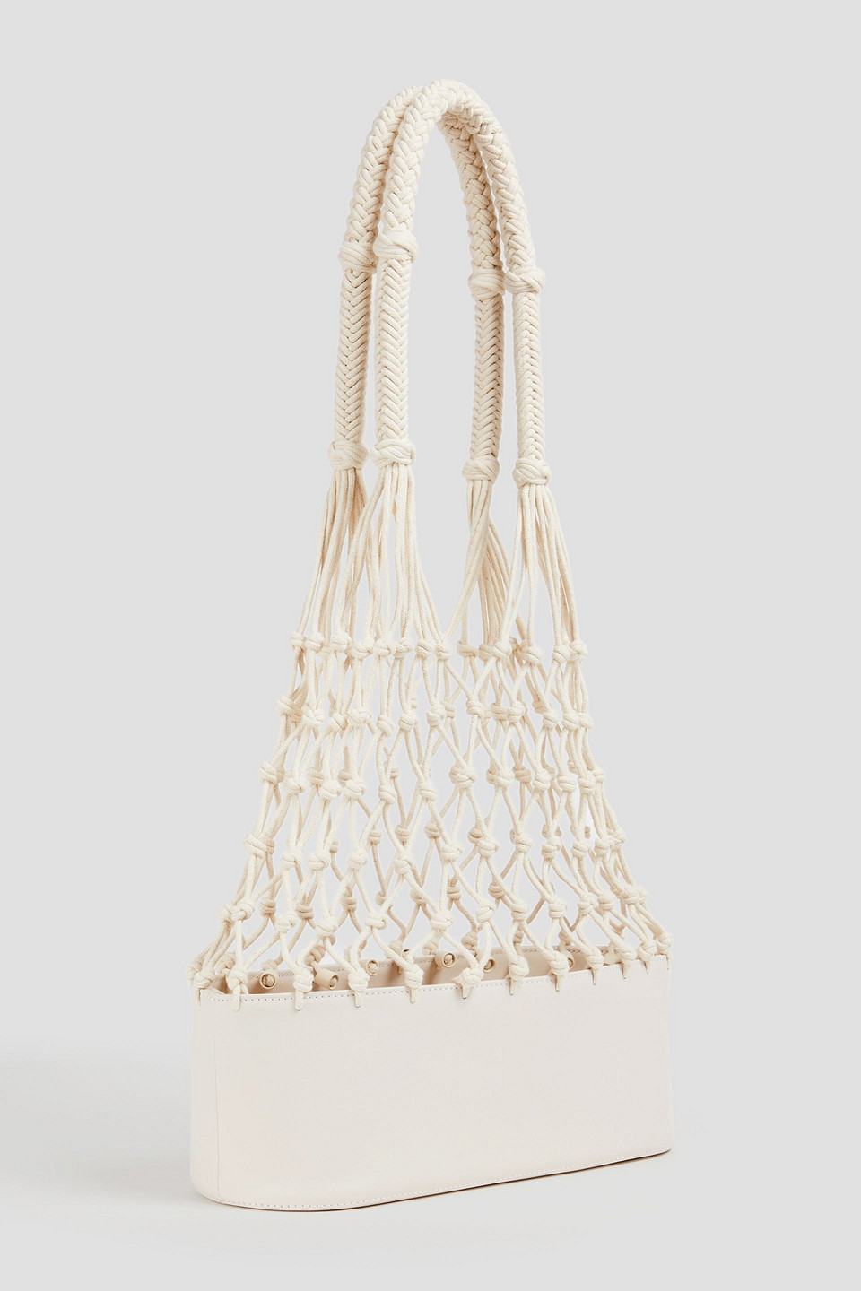 Shop Zimmermann Macramé And Leather Tote In Ecru