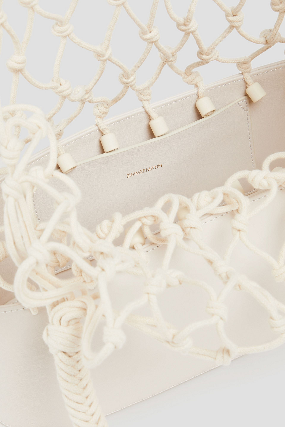 Zimmermann Macramé And Leather Tote In Ecru