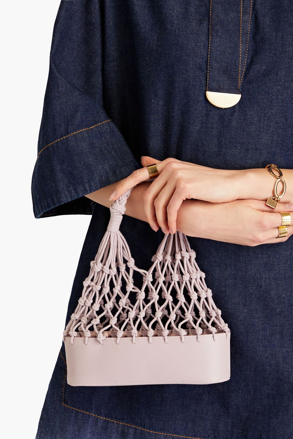 ZIMMERMANN Macramé and leather tote