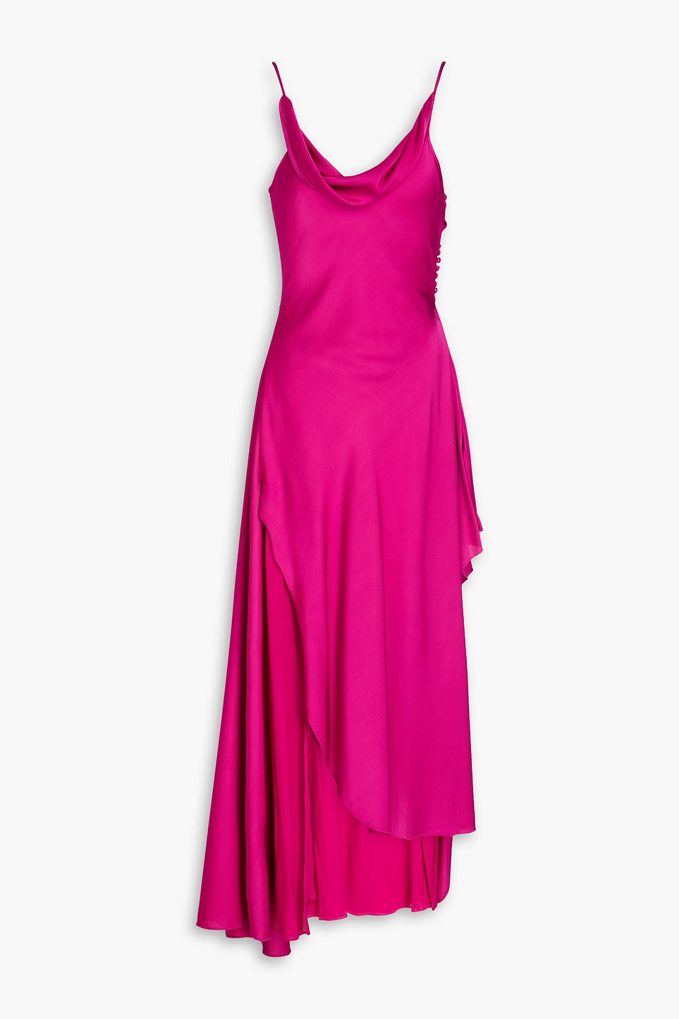 Nicholas Elsie Draped Chiffon And Stretch-silk Satin Maxi Dress In Magenta