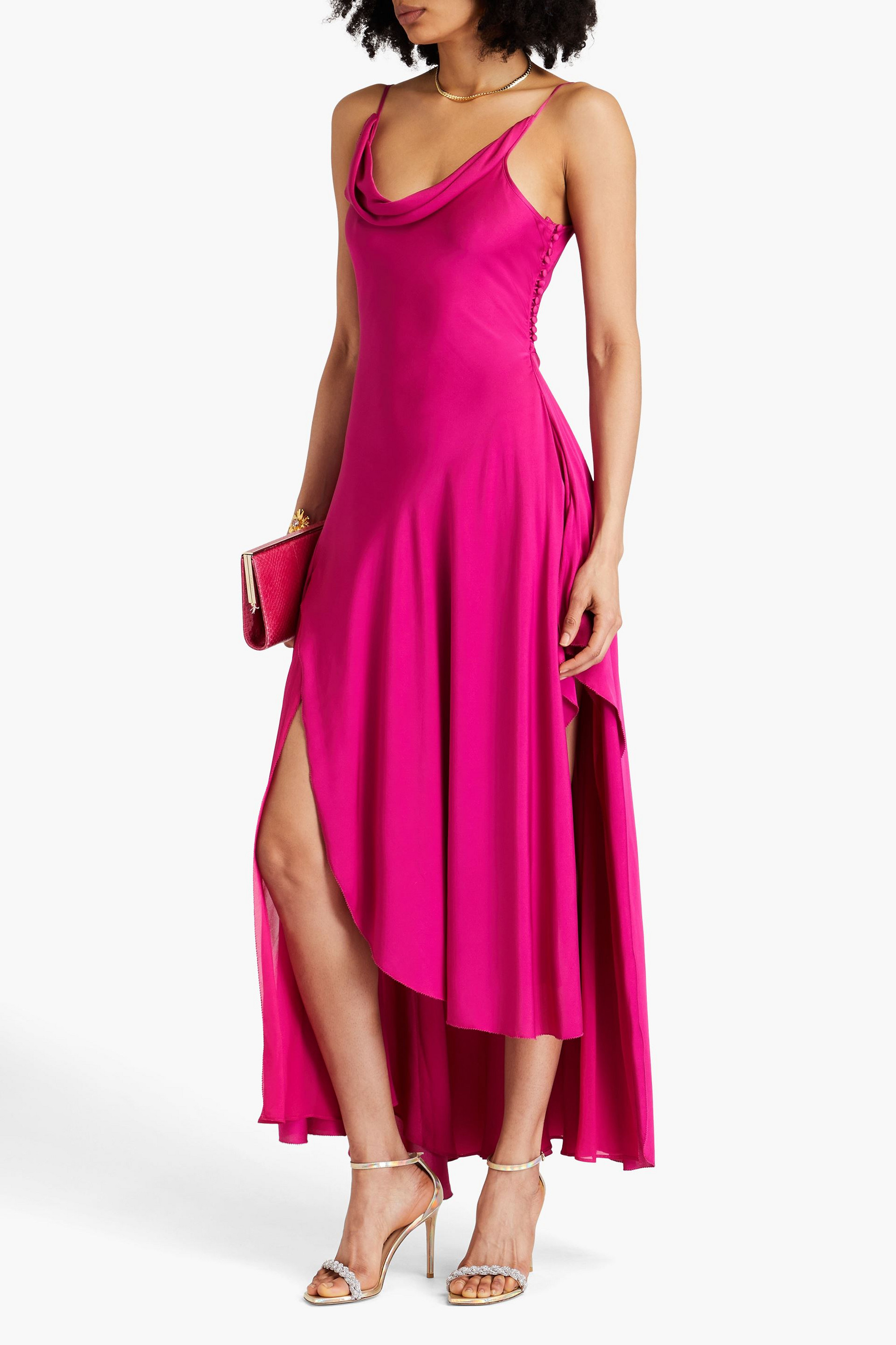 NICHOLAS Draped chiffon and stretch-silk satin maxi dress