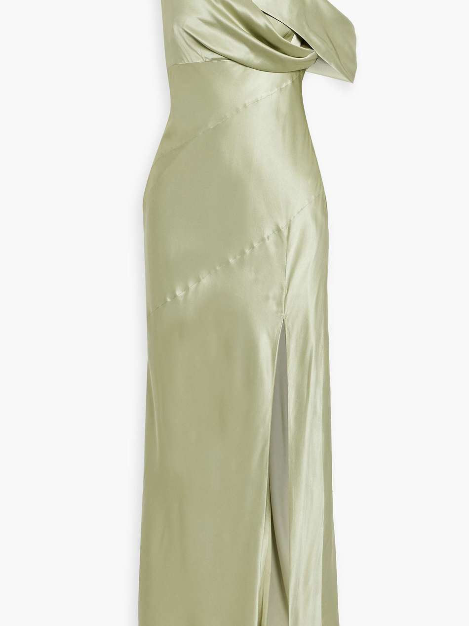 presley draped silk-satin gown