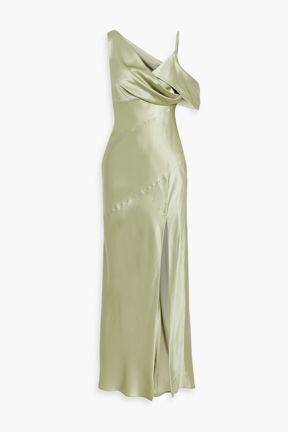 Nicholas Presley Draped Silk-satin Gown In Light Green