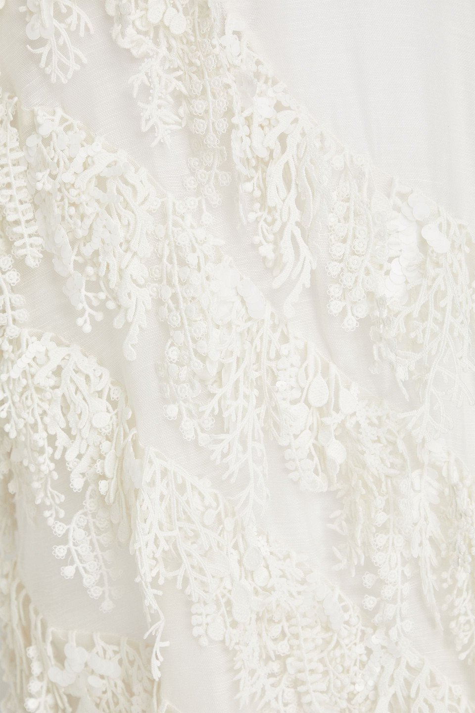 Zimmermann Embellished Linen And Silk-blend Organza Mini Dress In Ivory