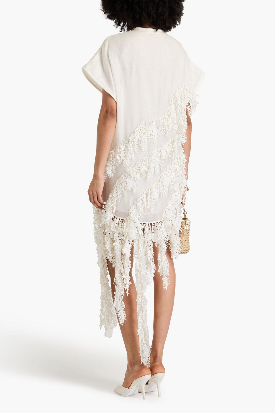 Zimmermann Embellished Linen And Silk-blend Organza Mini Dress In Ivory