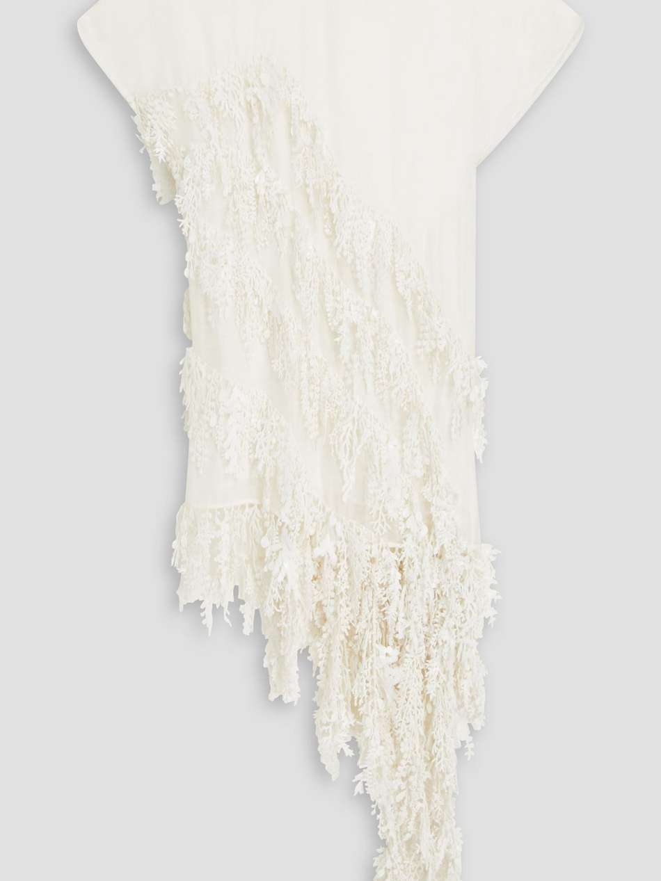 embellished linen and silk-blend organza dress