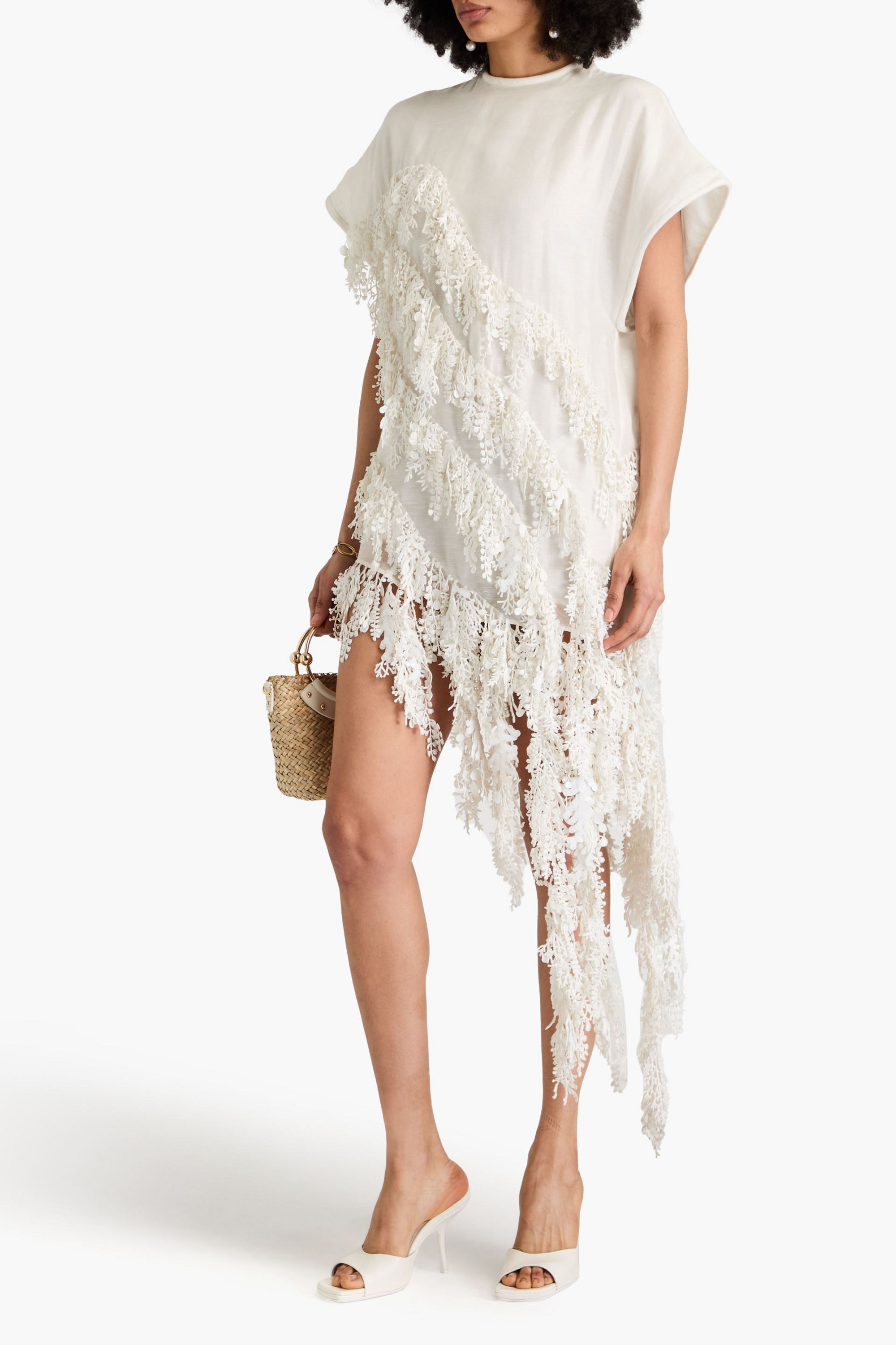 Zimmermann Embellished linen and silk-blend organza dress