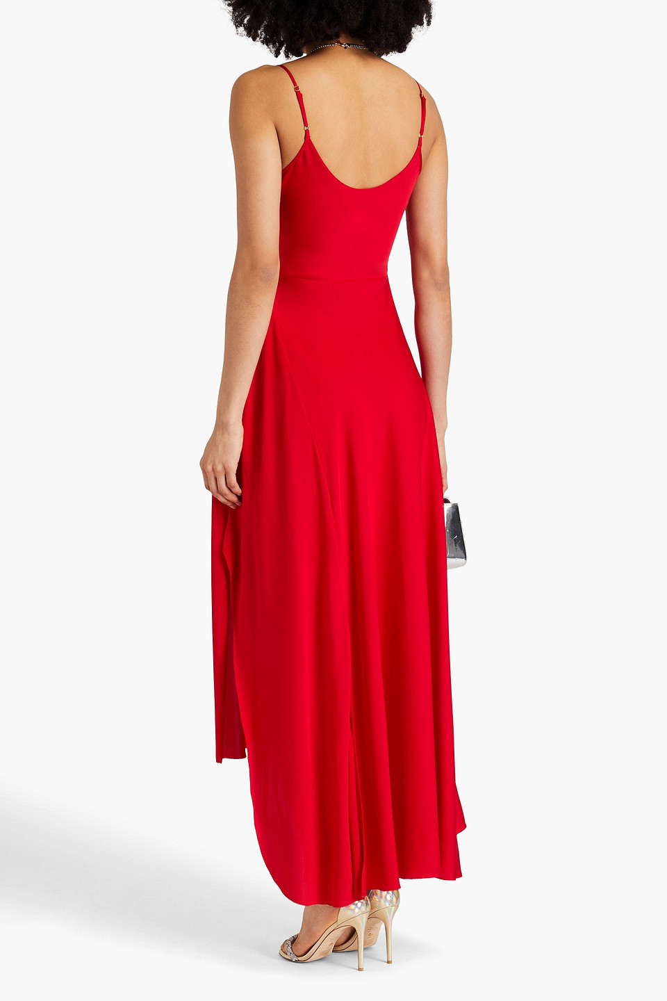 Shop Nicholas Elsie Draped Chiffon And Stretch-silk Satin Maxi Dress In Red