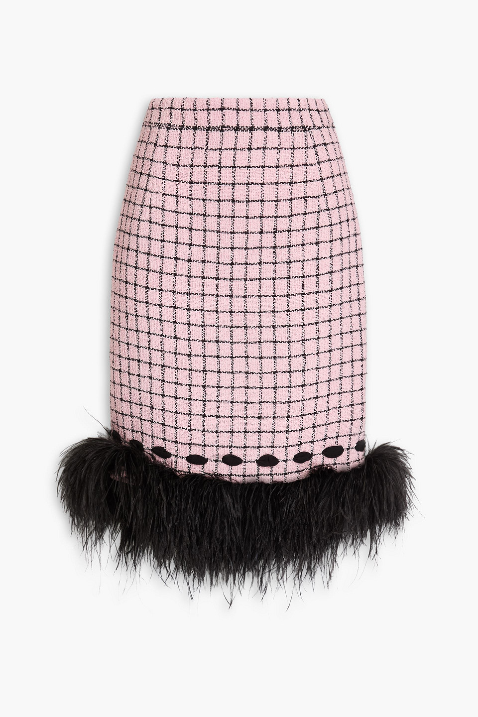 Huishan Zhang Valerian Feather-trim Midi Skirt In Pink