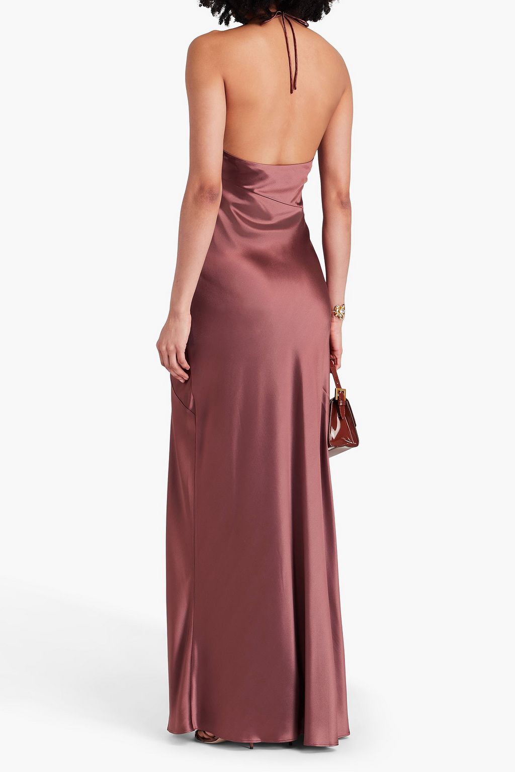 NICHOLAS Satin halterneck maxi dress