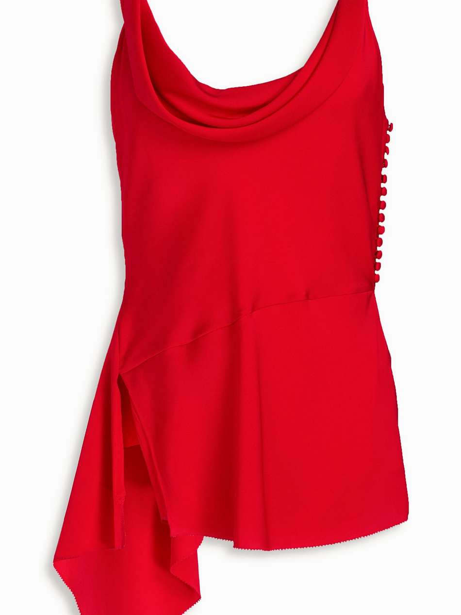 chiffon-paneled silk-blend satin top
