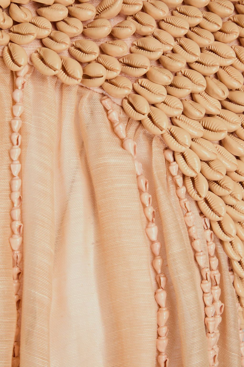 ZIMMERMANN Asymmetric shell-embellished linen and silk-blend gauze maxi dress