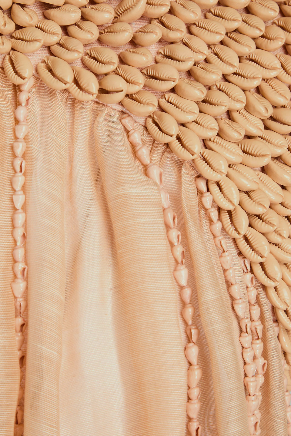 Zimmermann Maxikleid Aus Gaze Aus Einer Leinen-seidenmischung Mit Shell-verzierung In Sandfarben