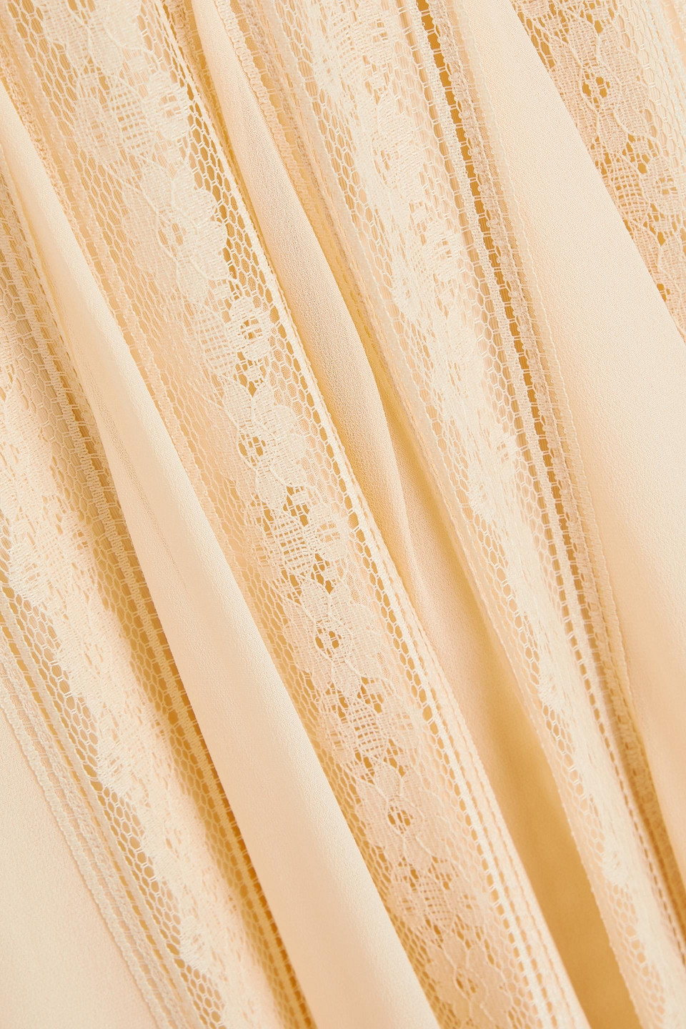 Zimmermann Crocheted Lace And Georgette Midi Dress In Beige