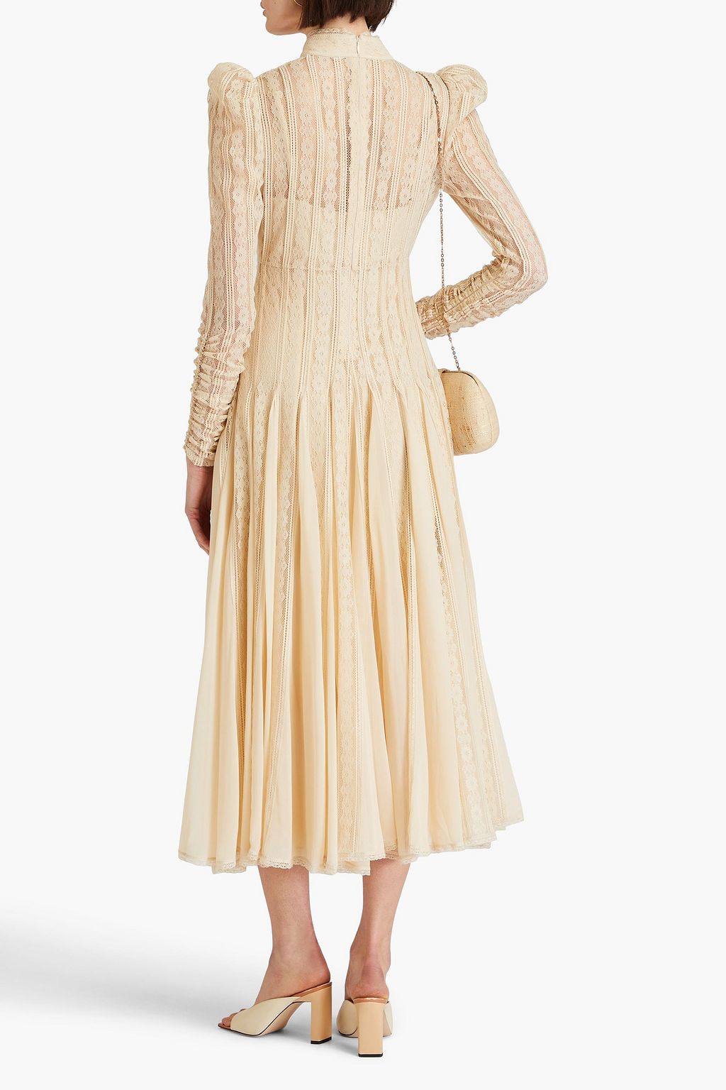 ZIMMERMANN Crocheted lace and georgette midi dress