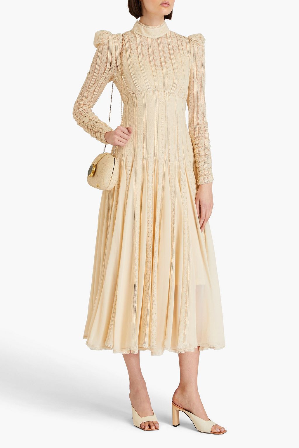 ZIMMERMANN Crocheted lace and georgette midi dress