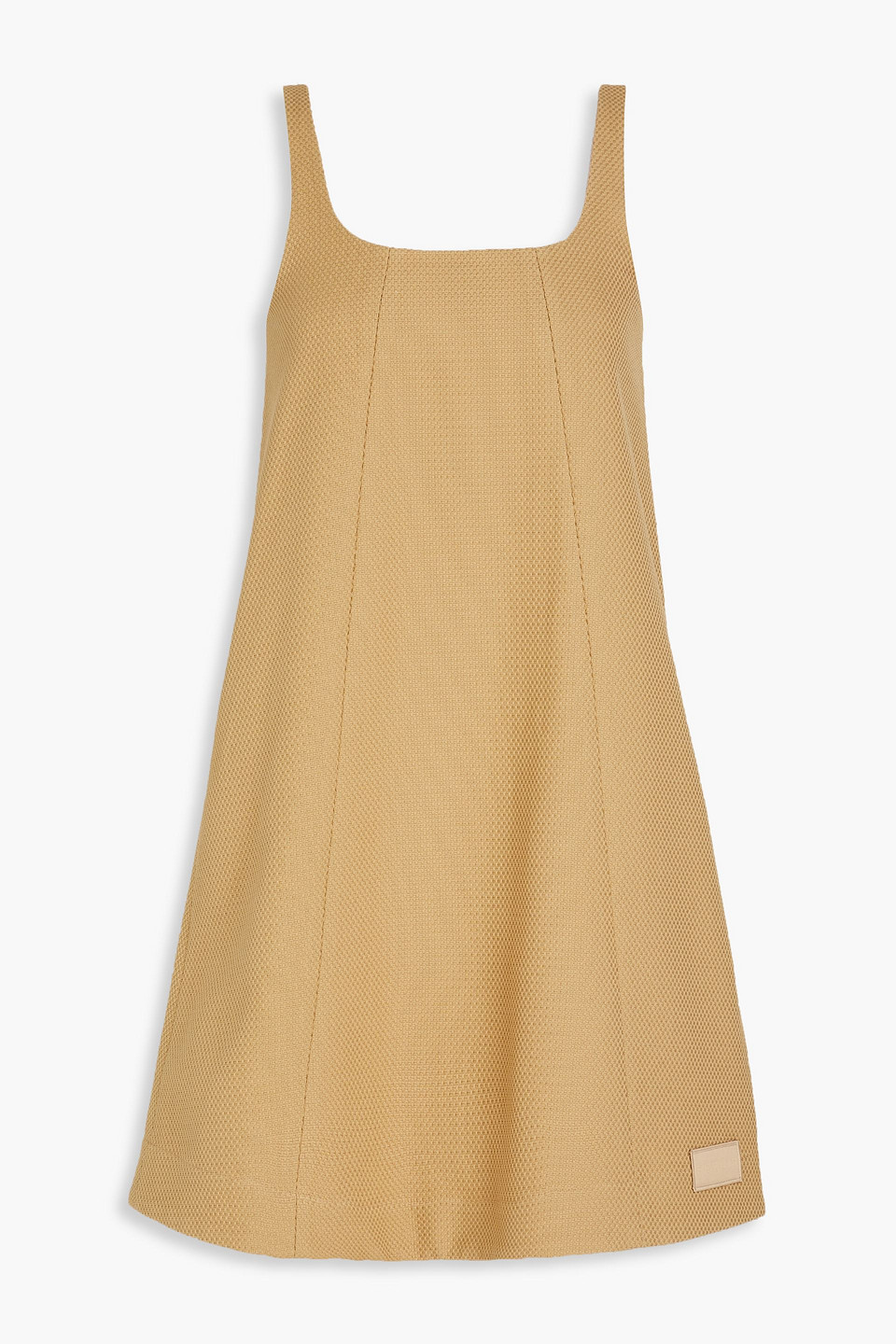Remain Birger Christensen Button-embellished Cotton Mini Dress In Beige