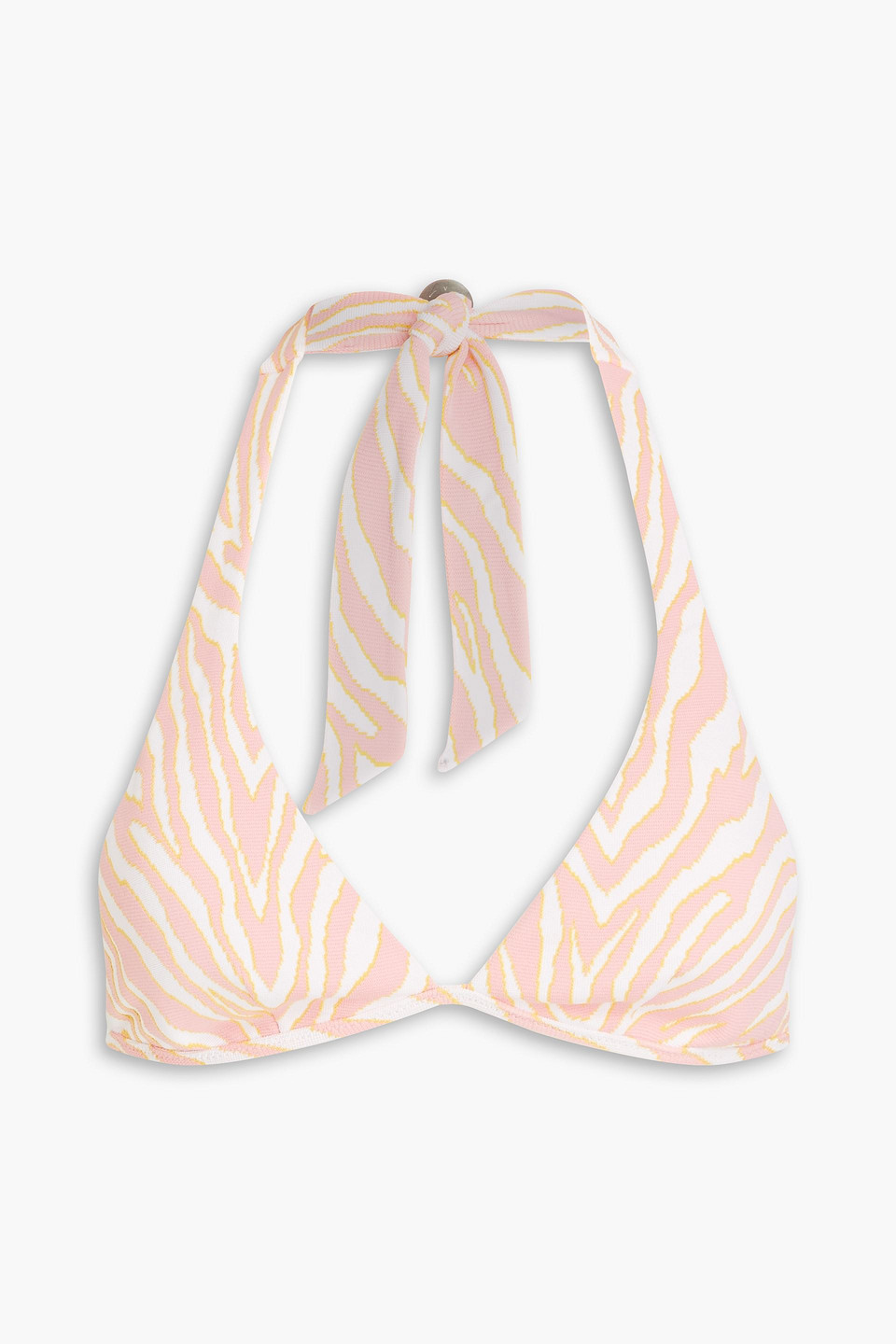 Heidi Klein Palermo Zebra-print Stretch-jacquard Halterneck Bikini Top In Pastel Pink