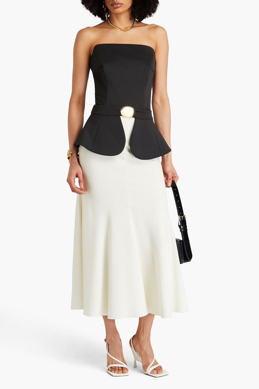 NICHOLAS Strapless embellished jersey bustier top
