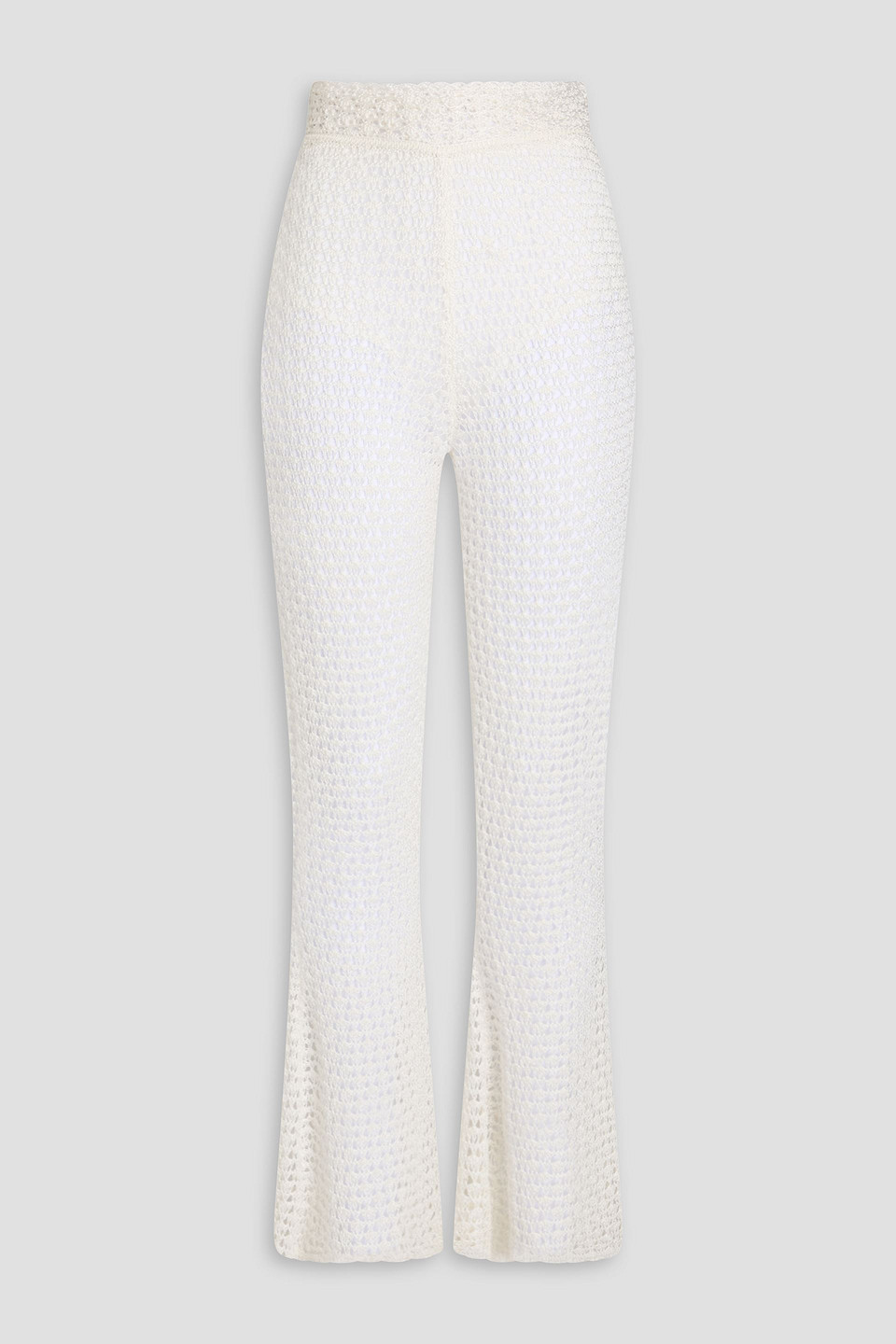 Zimmermann Crochet-knit Flared Pants In Ivory