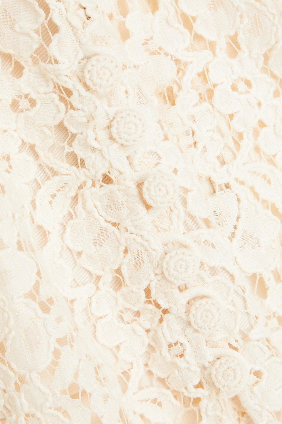 Zimmermann Cotton-blend Corded Lace Top In Ecru