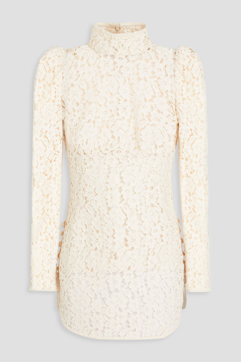 Zimmermann Cotton-blend Corded Lace Top In Ecru