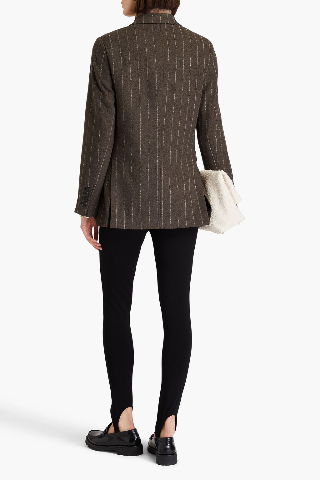 REMAIN BIRGER CHRISTENSEN Double-breasted pinstriped wool-blend tweed blazer