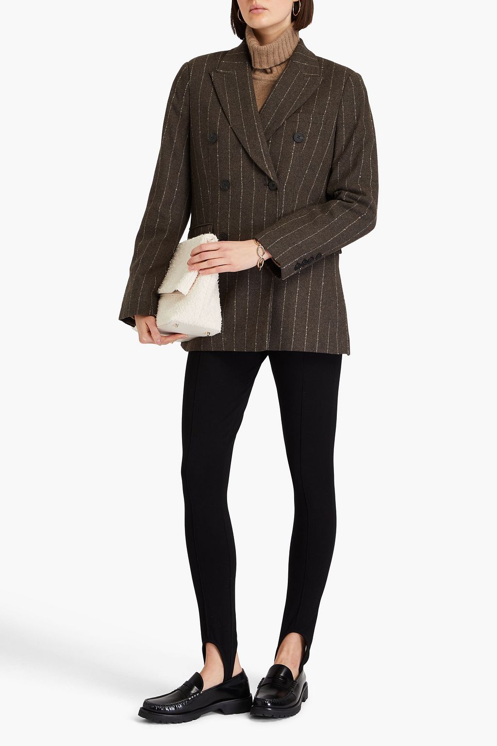 REMAIN BIRGER CHRISTENSEN Double-breasted pinstriped wool-blend tweed blazer