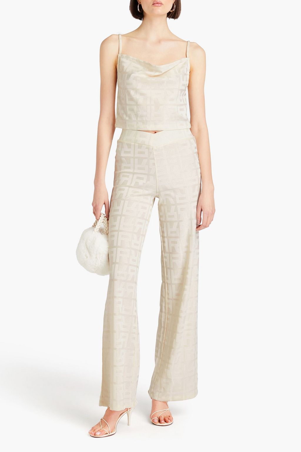 ROTATE BIRGER CHRISTENSEN 자카드 니트 크롭 탱크탑