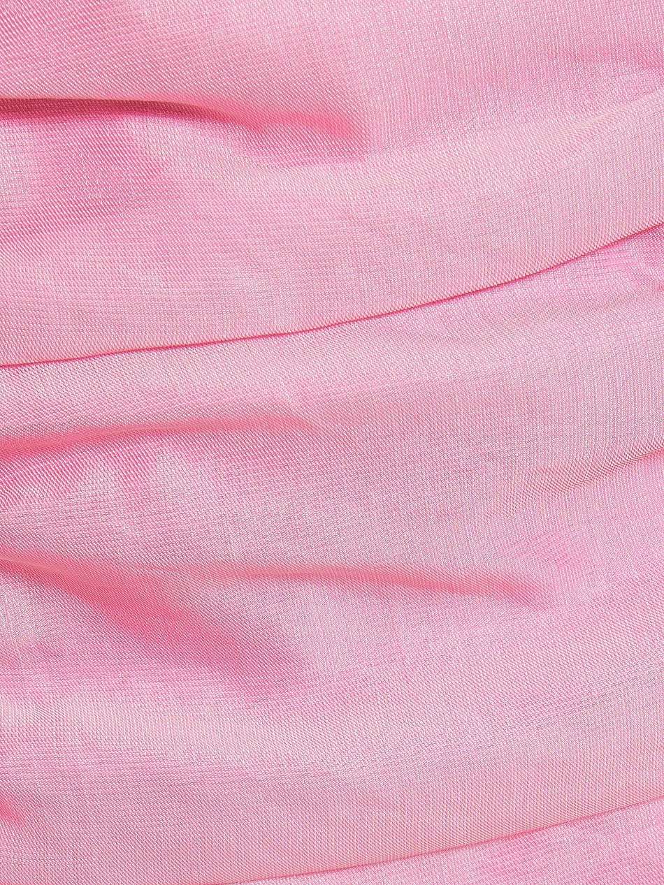 strapless bow-detailed ruched organza mini dress