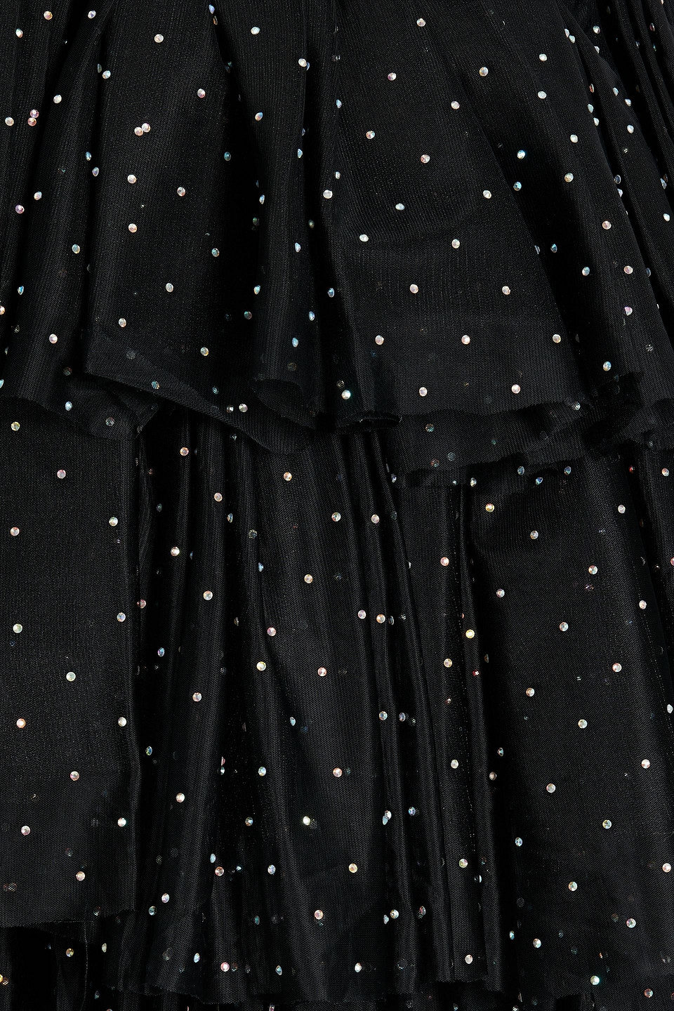 Shop Rotate Birger Christensen Strapless Tiered Crystal-embellished Tulle Mini Dress In Black