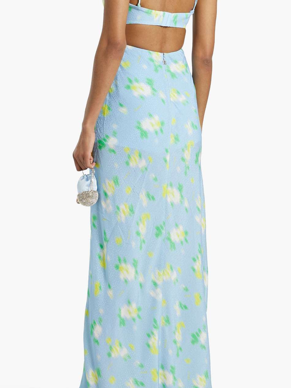 cutout printed jacquard halterneck maxi dress