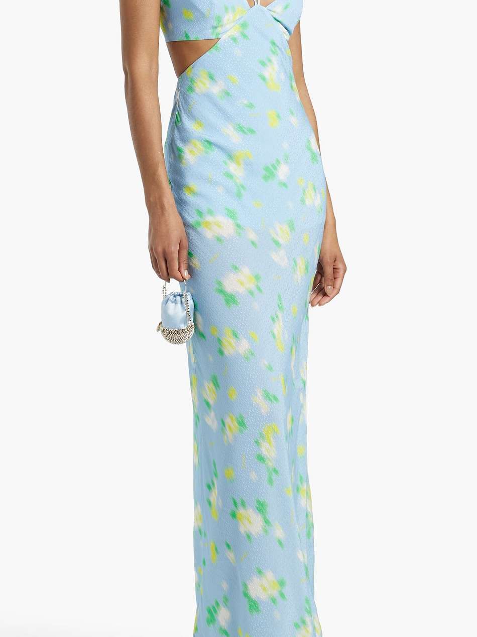cutout printed jacquard halterneck maxi dress